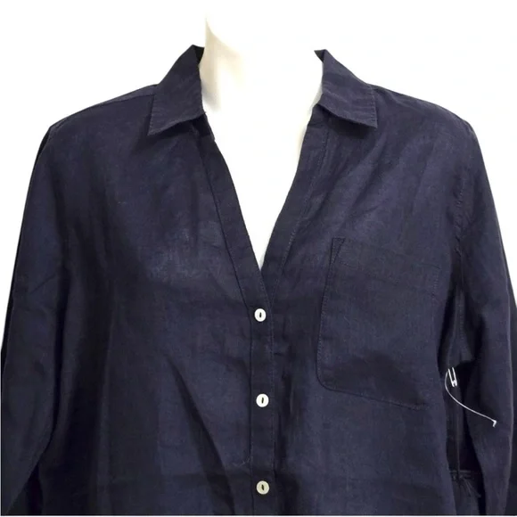 Sigrid Olsen Navy Blue Linen Pants Top M - Picture 4 of 9
